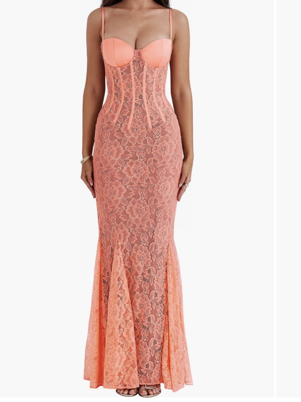 House of CB Coral Lace Mermaid Prom Dress